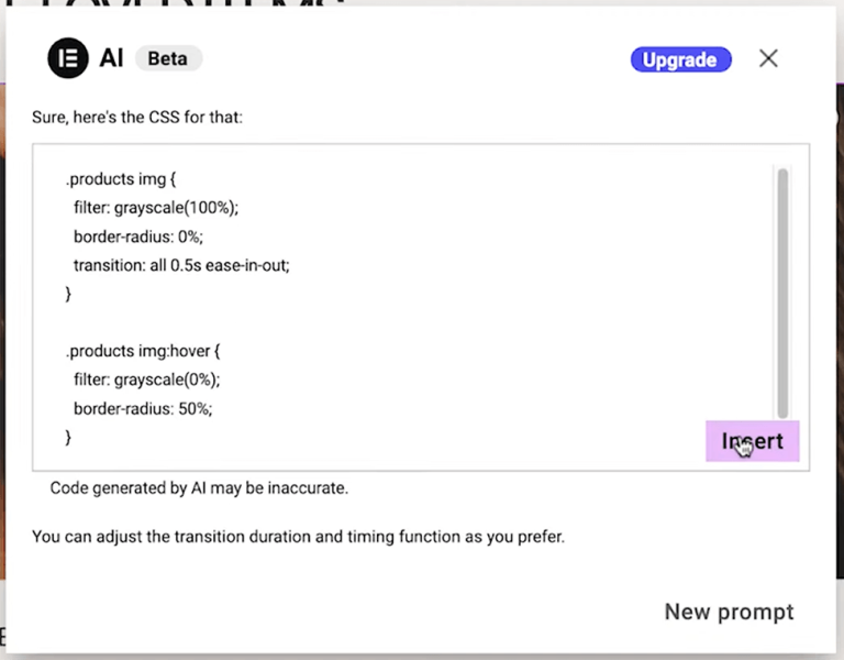 ایجاد CSS با هوش مصنوعی المنتور